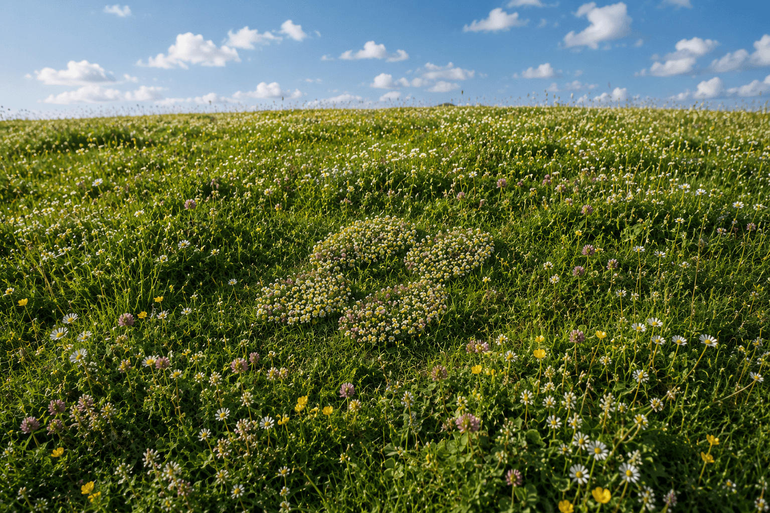 Flower meadow under a blue sky